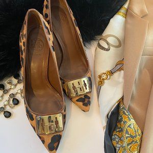 Tory Burch "Celina" Leopard Haircalf Pumps